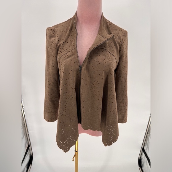 EUC BCBGMaxAzria Bri Perforated Faux Suede Jacket - Picture 6 of 13